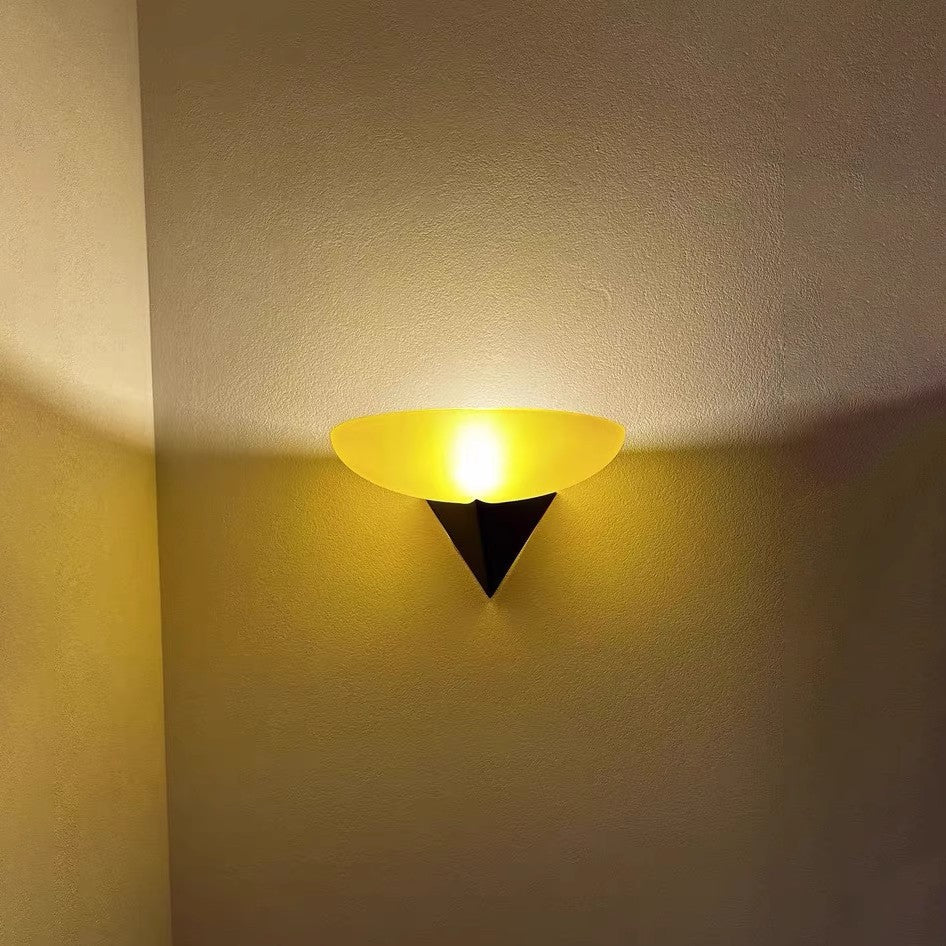 French Iron Geometric Oval Glass 1-Light Wall Sconce Lamp