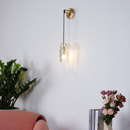 Dazzling Stone Shade Copper 1-Light Wall Sconce Lamp
