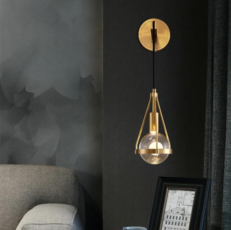 Shiny Shade Brushed Brass Frame 1-Light Wall Sconce Lamp