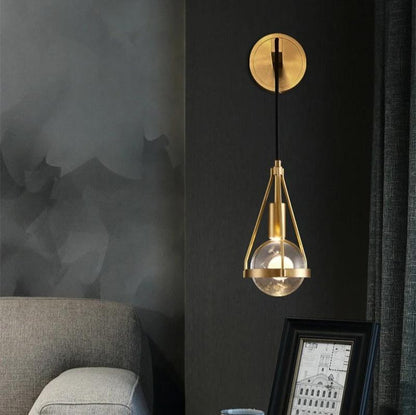 Shiny Shade Brushed Brass Frame 1-Light Wall Sconce Lamp