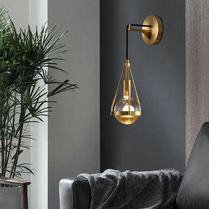 Shiny Shade Brushed Brass Frame 1-Light Wall Sconce Lamp