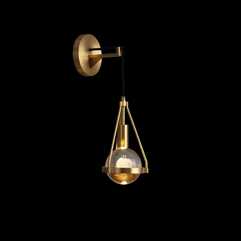 Shiny Shade Brushed Brass Frame 1-Light Wall Sconce Lamp