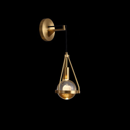 Shiny Shade Brushed Brass Frame 1-Light Wall Sconce Lamp