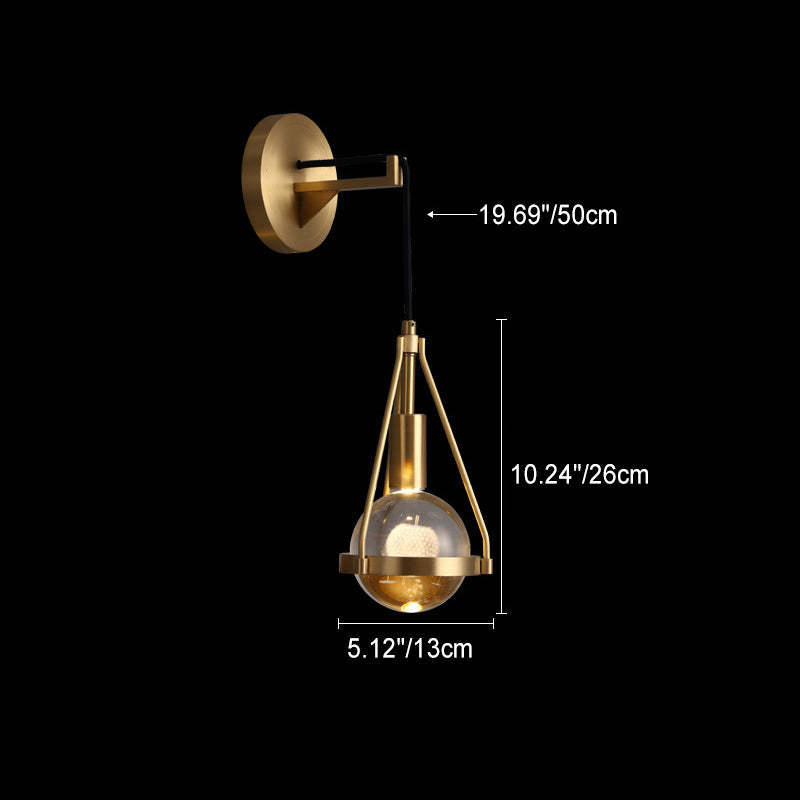 Shiny Shade Brushed Brass Frame 1-Light Wall Sconce Lamp