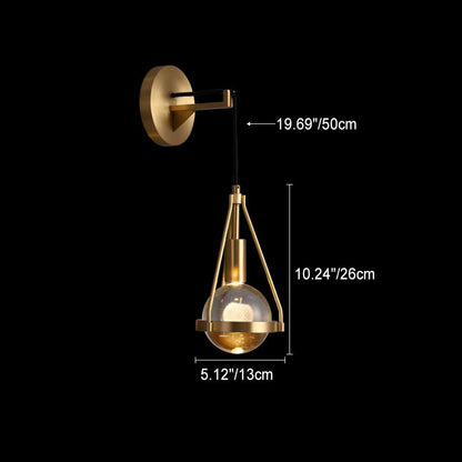 Shiny Shade Brushed Brass Frame 1-Light Wall Sconce Lamp