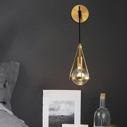 Shiny Shade Brushed Brass Frame 1-Light Wall Sconce Lamp