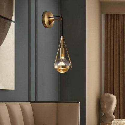 Shiny Shade Brushed Brass Frame 1-Light Wall Sconce Lamp