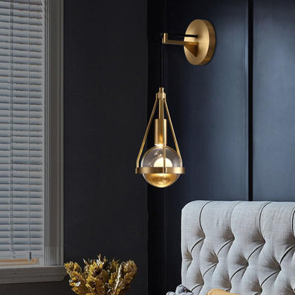 Shiny Shade Brushed Brass Frame 1-Light Wall Sconce Lamp