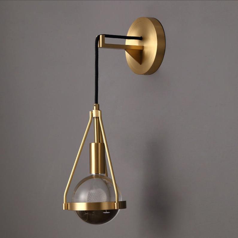 Shiny Shade Brushed Brass Frame 1-Light Wall Sconce Lamp