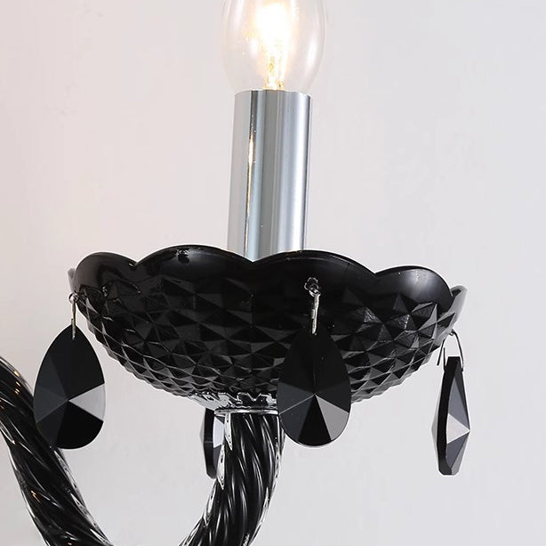 French Steel Crystal Candlestick 1/2-Light Wall Sconce Lamp