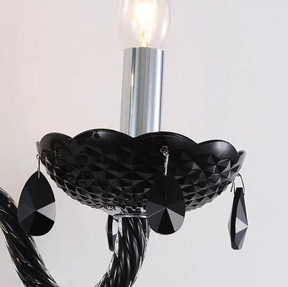 French Steel Crystal Candlestick 1/2-Light Wall Sconce Lamp