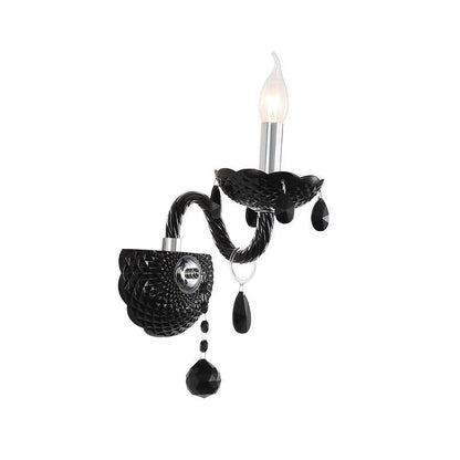 French Steel Crystal Candlestick 1/2-Light Wall Sconce Lamp