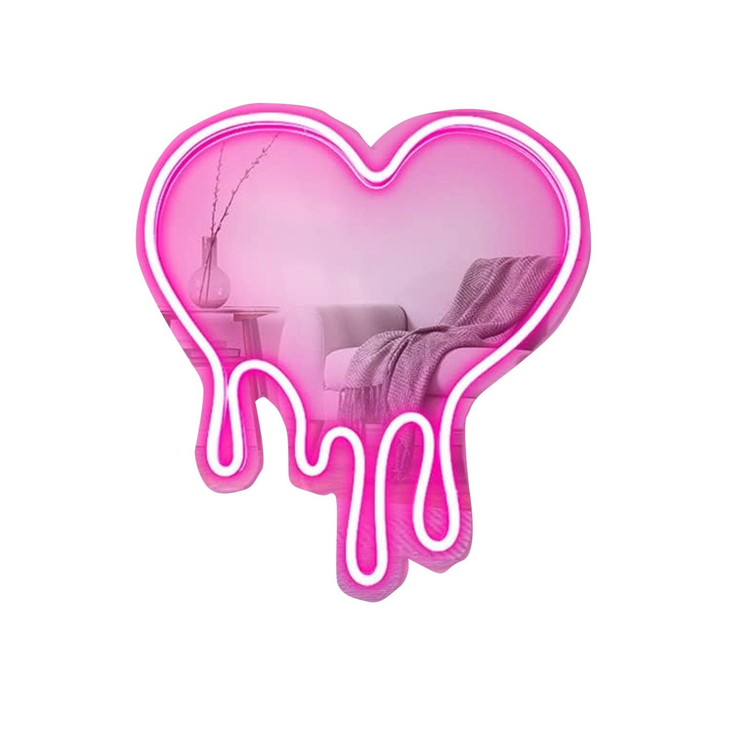 Acrylic Heart Shape Mirror Neon Light LED Wall Sconce Lamp