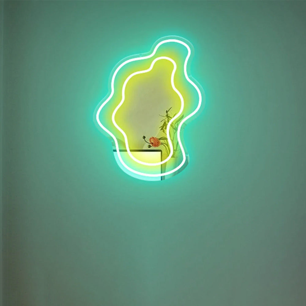 Acrylic Corrugation Mirror Neon Light LED Wall Sconce Lamp