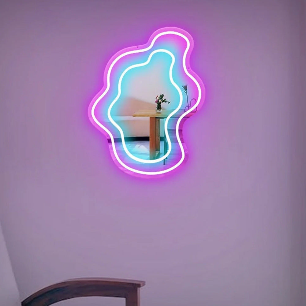 Acrylic Corrugation Mirror Neon Light LED Wall Sconce Lamp
