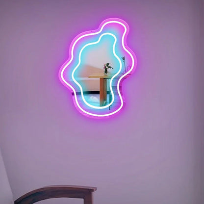 Acrylic Corrugation Mirror Neon Light LED Wall Sconce Lamp