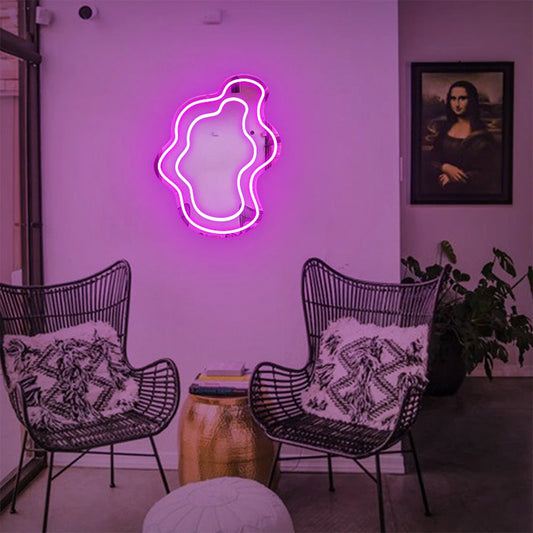 Acrylic Corrugation Mirror Neon Light LED Wall Sconce Lamp