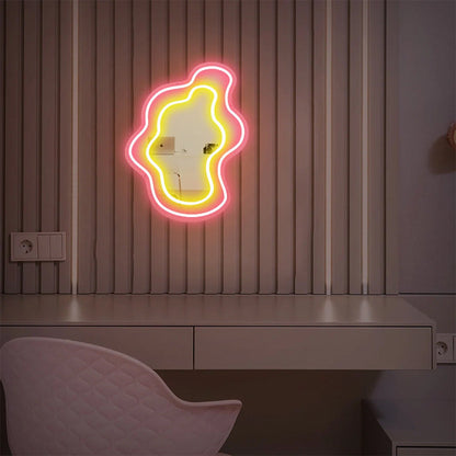 Acrylic Corrugation Mirror Neon Light LED Wall Sconce Lamp