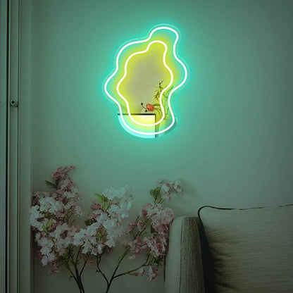 Acrylic Corrugation Mirror Neon Light LED Wall Sconce Lamp