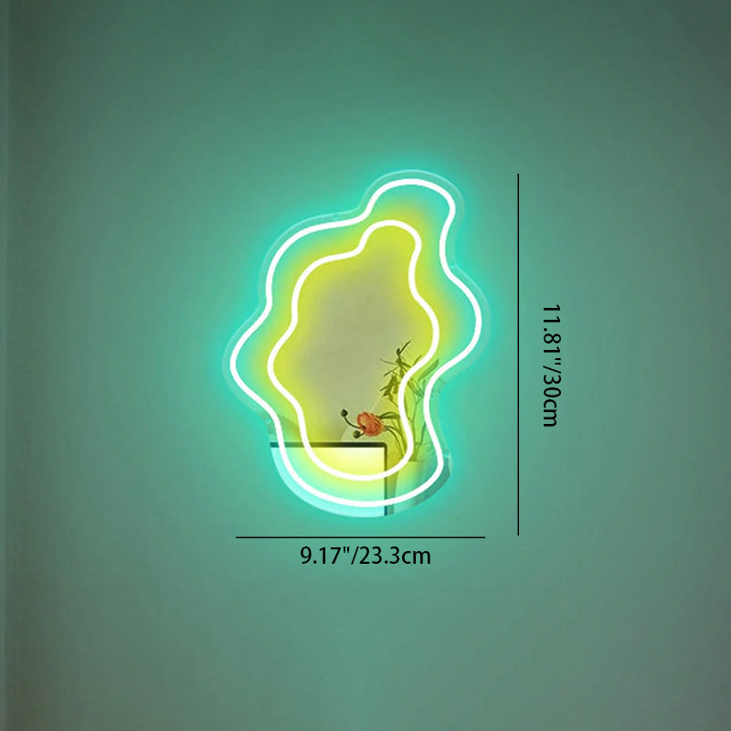 Acrylic Corrugation Mirror Neon Light LED Wall Sconce Lamp