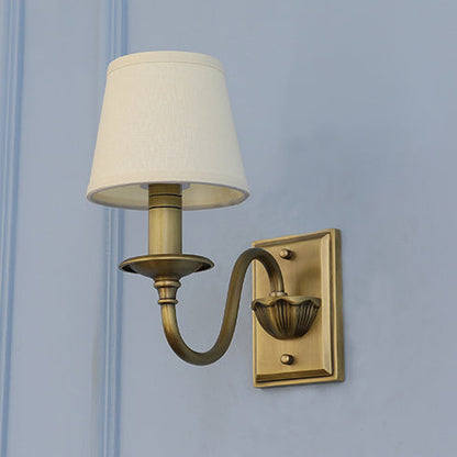 French Copper Pleated Fabric Shade 1-Light Wall Sconce Lamp