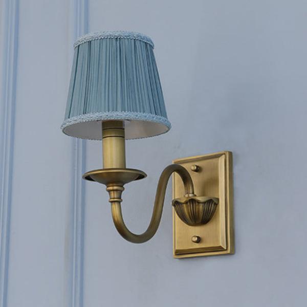 French Copper Pleated Fabric Shade 1-Light Wall Sconce Lamp