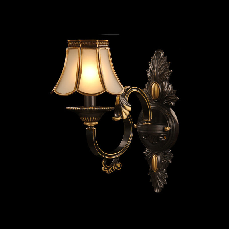 Full Copper Frame Glass Shade 1-Light Wall Sconce Lamp