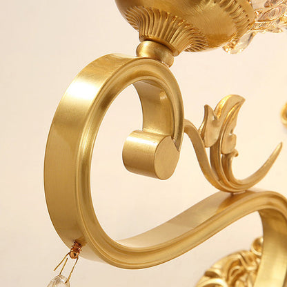 Gold-Finished Floral Glass Shade 1-Light Wall Sconce Lamp