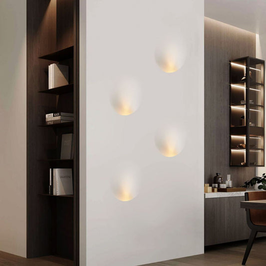 Minimalist Recessed Plaster Round 1-Light Wall Sconce Lamp