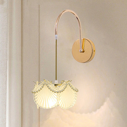 Luxury Shell Feather Glass Shade 1-Light Wall Sconce Lamp