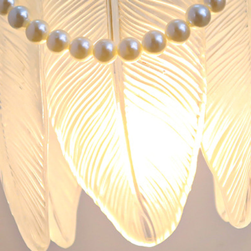 Luxury Shell Feather Glass Shade 1-Light Wall Sconce Lamp