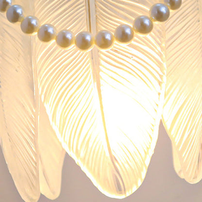 Luxury Shell Feather Glass Shade 1-Light Wall Sconce Lamp