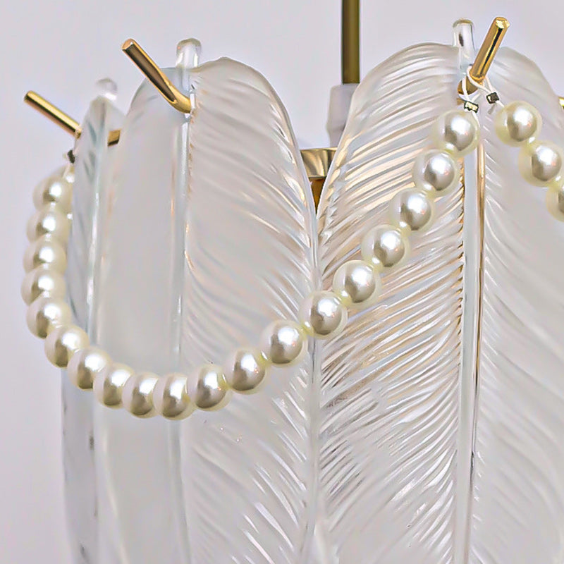 Luxury Shell Feather Glass Shade 1-Light Wall Sconce Lamp