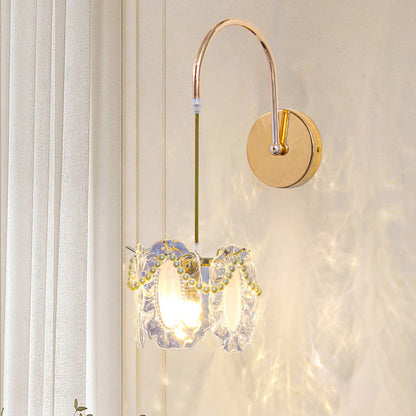 Luxury Shell Feather Glass Shade 1-Light Wall Sconce Lamp