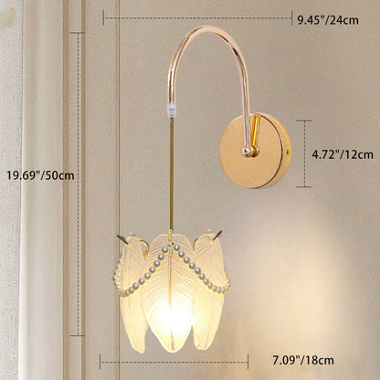 Luxury Shell Feather Glass Shade 1-Light Wall Sconce Lamp