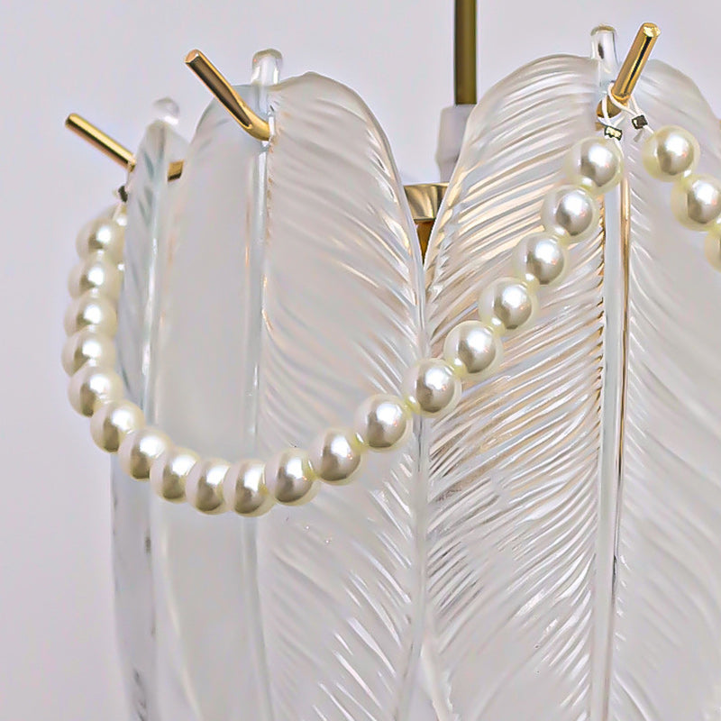 Luxury Shell Feather Glass Shade 1-Light Wall Sconce Lamp