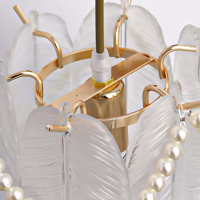 Luxury Shell Feather Glass Shade 1-Light Wall Sconce Lamp