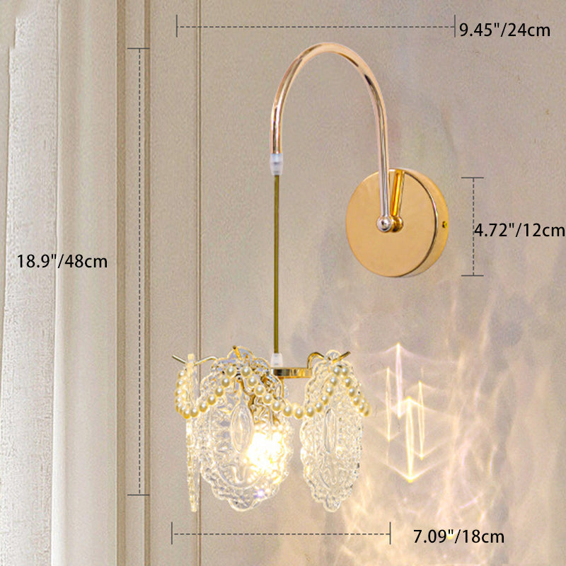 Luxury Shell Feather Glass Shade 1-Light Wall Sconce Lamp