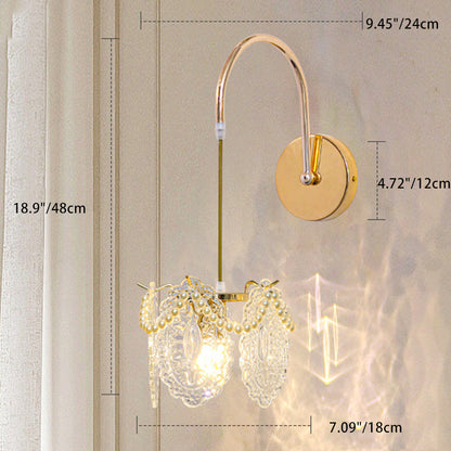 Luxury Shell Feather Glass Shade 1-Light Wall Sconce Lamp