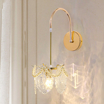 Luxury Shell Feather Glass Shade 1-Light Wall Sconce Lamp