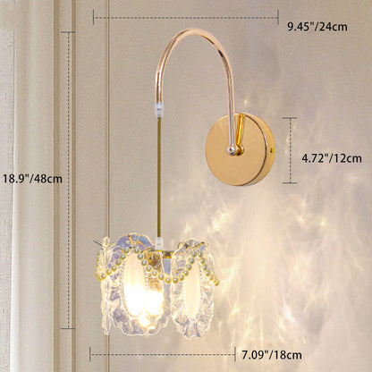 Luxury Shell Feather Glass Shade 1-Light Wall Sconce Lamp