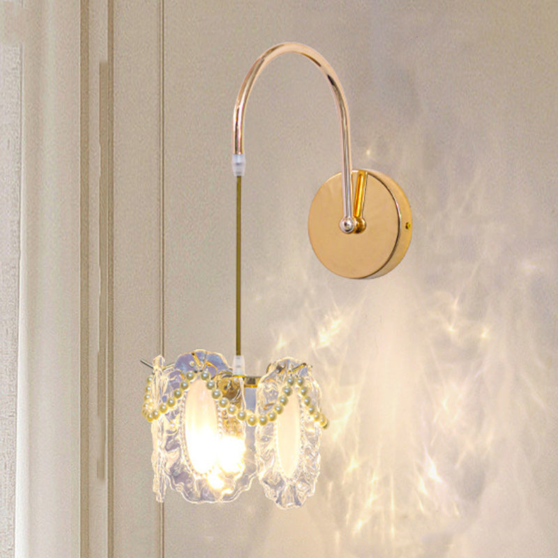 Luxury Shell Feather Glass Shade 1-Light Wall Sconce Lamp