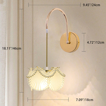Luxury Shell Feather Glass Shade 1-Light Wall Sconce Lamp