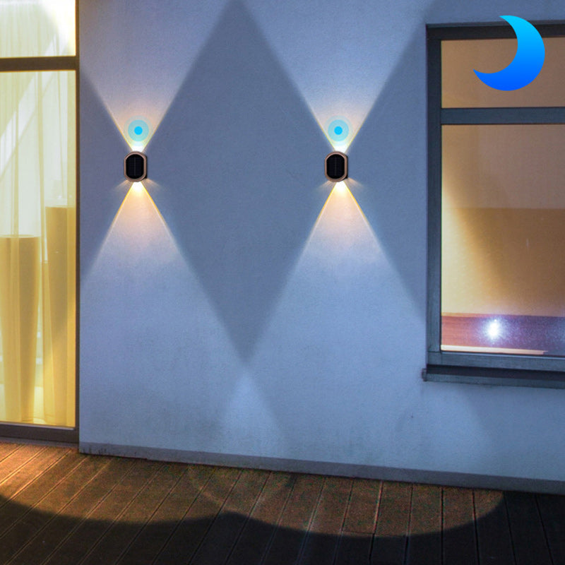 Plastic Down Illuminated LED Solar Outdoor Wall Sconce Lamp