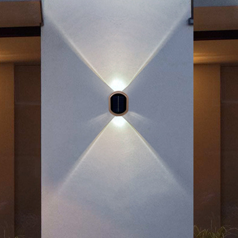 Plastic Down Illuminated LED Solar Outdoor Wall Sconce Lamp