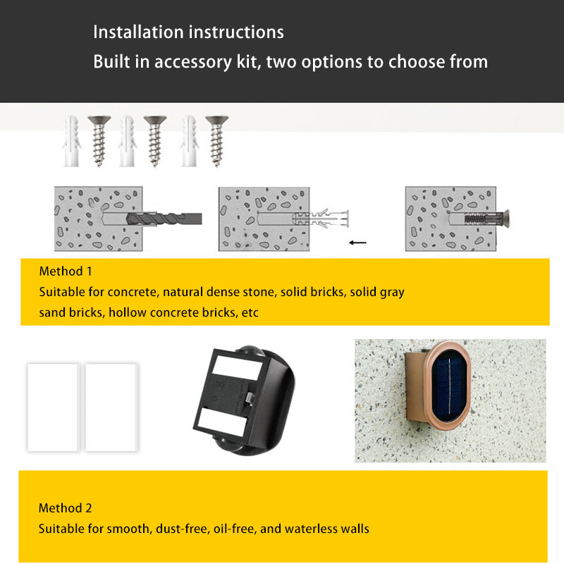 Plastic Down Illuminated LED Solar Outdoor Wall Sconce Lamp