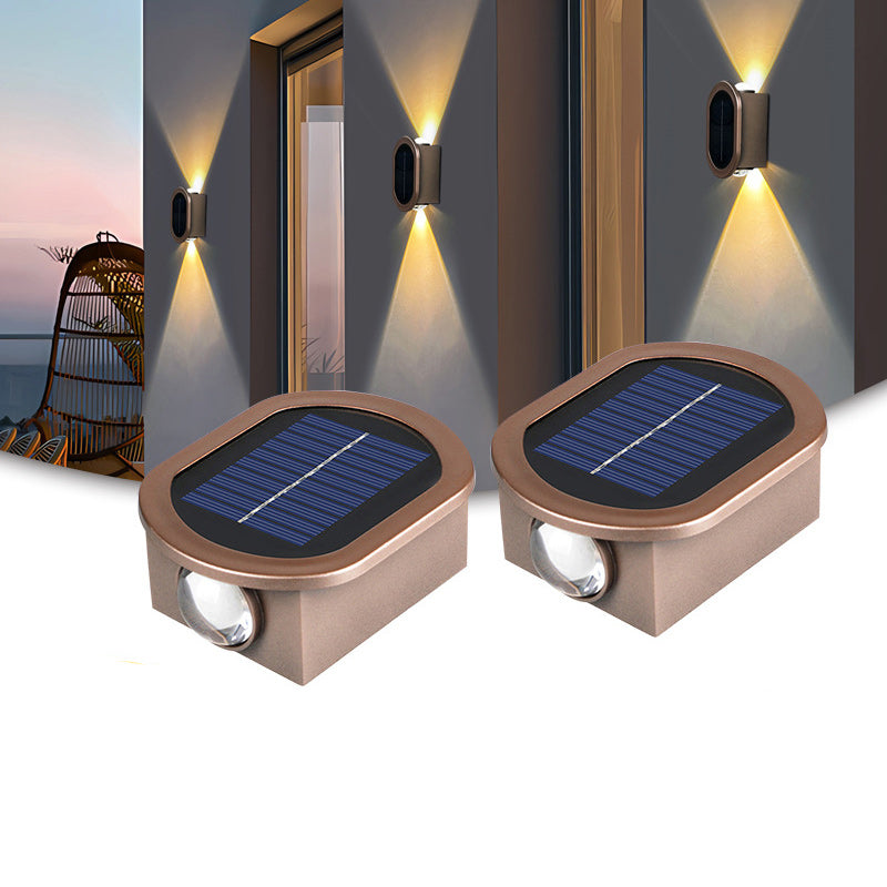 Plastic Down Illuminated LED Solar Outdoor Wall Sconce Lamp