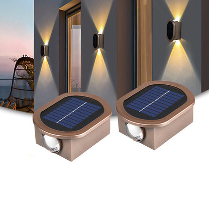 Plastic Down Illuminated LED Solar Outdoor Wall Sconce Lamp