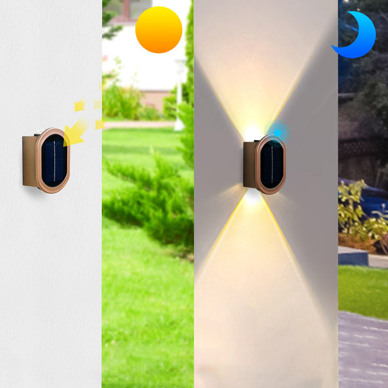 Plastic Down Illuminated LED Solar Outdoor Wall Sconce Lamp