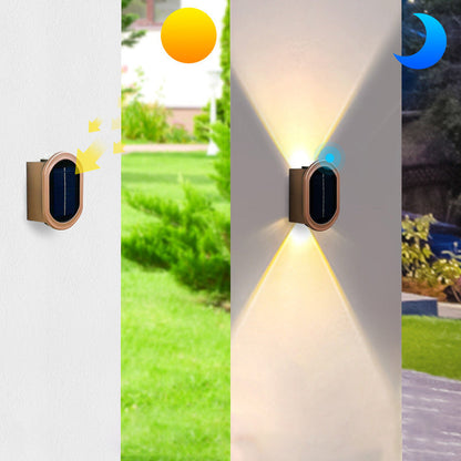 Plastic Down Illuminated LED Solar Outdoor Wall Sconce Lamp
